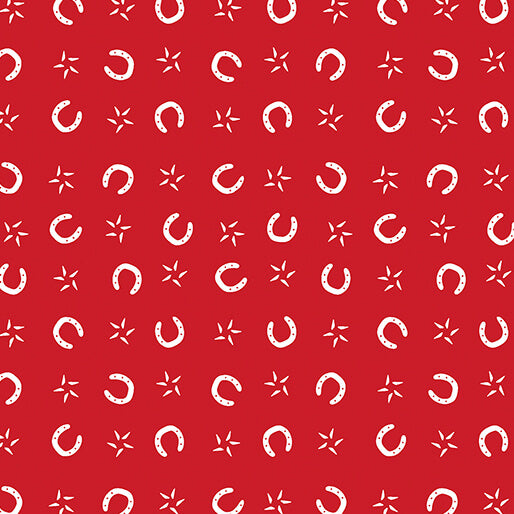 Benartex Fabrics - Lil' Buckaroos - Lil' Horseshoes Red by the yard 2400