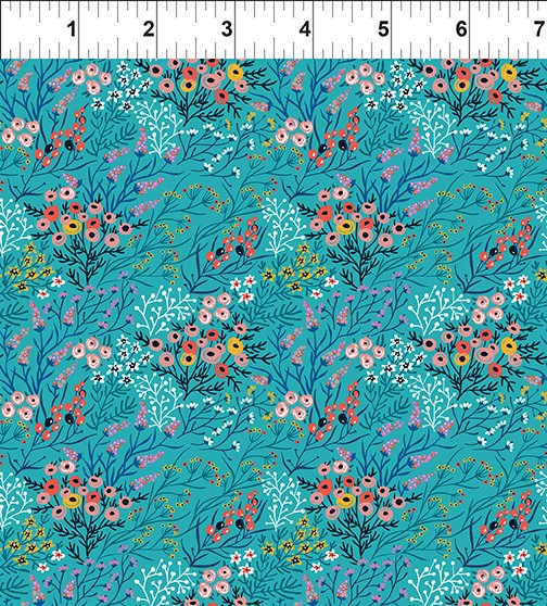 Teal Bloom - Whimsy by Jason Yenter of In The Beginning Fabrics by the YARD