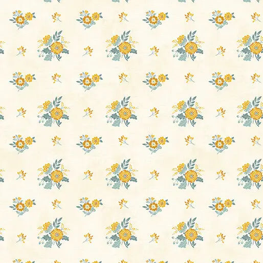 Chalk Barn Small Floral Light Yellow by Shannon Roberts for Benartex Designer Fabrics 2647 Stitched by Jessi Rose