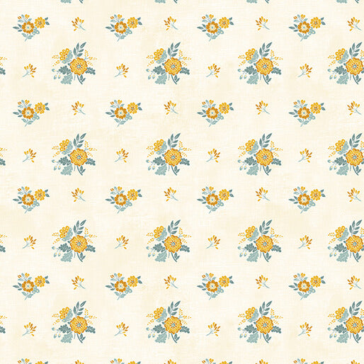 Chalk Barn Small Floral Light Yellow by Shannon Roberts for Benartex Designer Fabrics 2647 Stitched by Jessi Rose