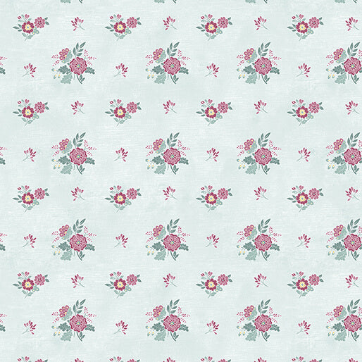 Chalk Barn Small Floral Light Teal by Shannon Roberts for Benartex Designer Fabrics by the YARD 2646