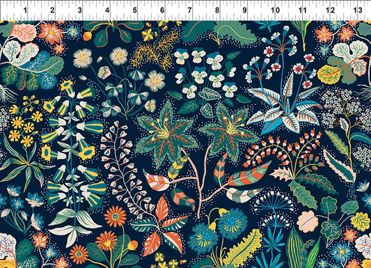 Navy Garden - Whimsy by Jason Yenter of In The Beginning Fabrics by the YARD