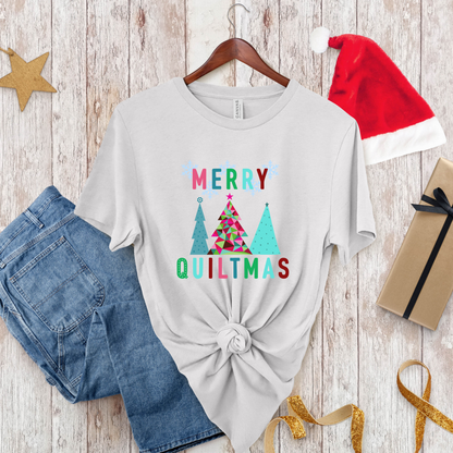 Merry Quiltmas Christmas Tshirt for Quilters - Unisex Tee, Holiday Shirt, Festive Apparel, Quilting Gift, Short Sleeve Top