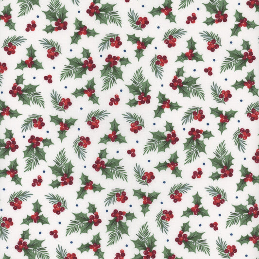 Farmstead Friends White Multi Holly by Simon Treadwell for Northcott Fabrics by the Yard