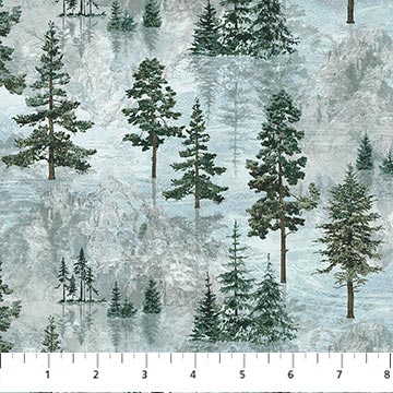 Stonehenge Eagle Pass - Light Blue Multi Open Trees by Northcott by the yard 3268