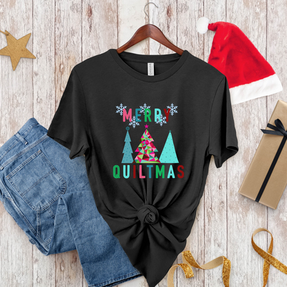 Merry Quiltmas Christmas Tshirt for Quilters - Unisex Tee, Holiday Shirt, Festive Apparel, Quilting Gift, Short Sleeve Top