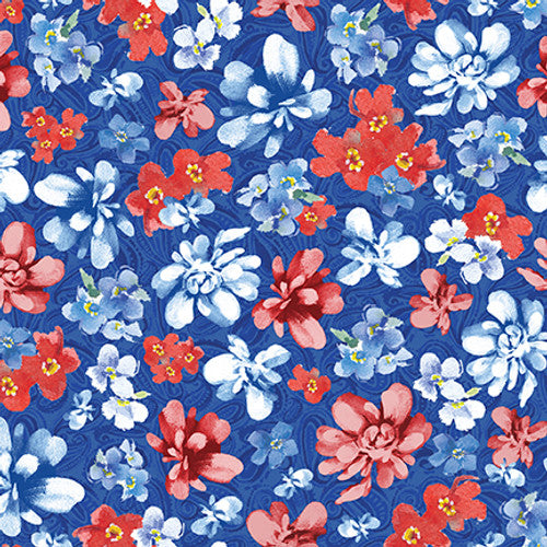 Lucky Stars - Cobalt Red and White Flowers by Blank Quilting by the yard 3210