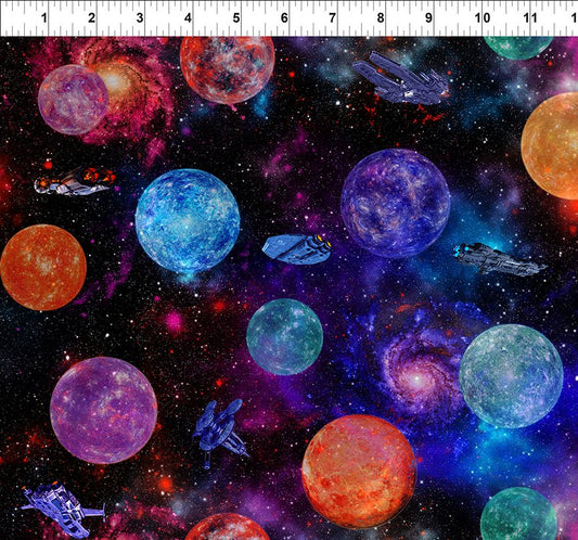 Sci Fi by Jason Yenter of In The Beginning Fabrics Multi Planets by the Yard