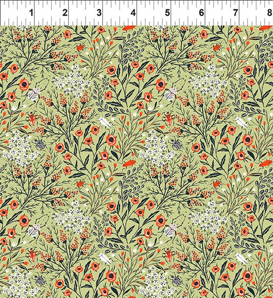 Green Poppies - Whimsy by Jason Yenter of In The Beginning Fabrics by the YARD