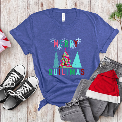 Merry Quiltmas Christmas Tshirt for Quilters - Unisex Tee, Holiday Shirt, Festive Apparel, Quilting Gift, Short Sleeve Top