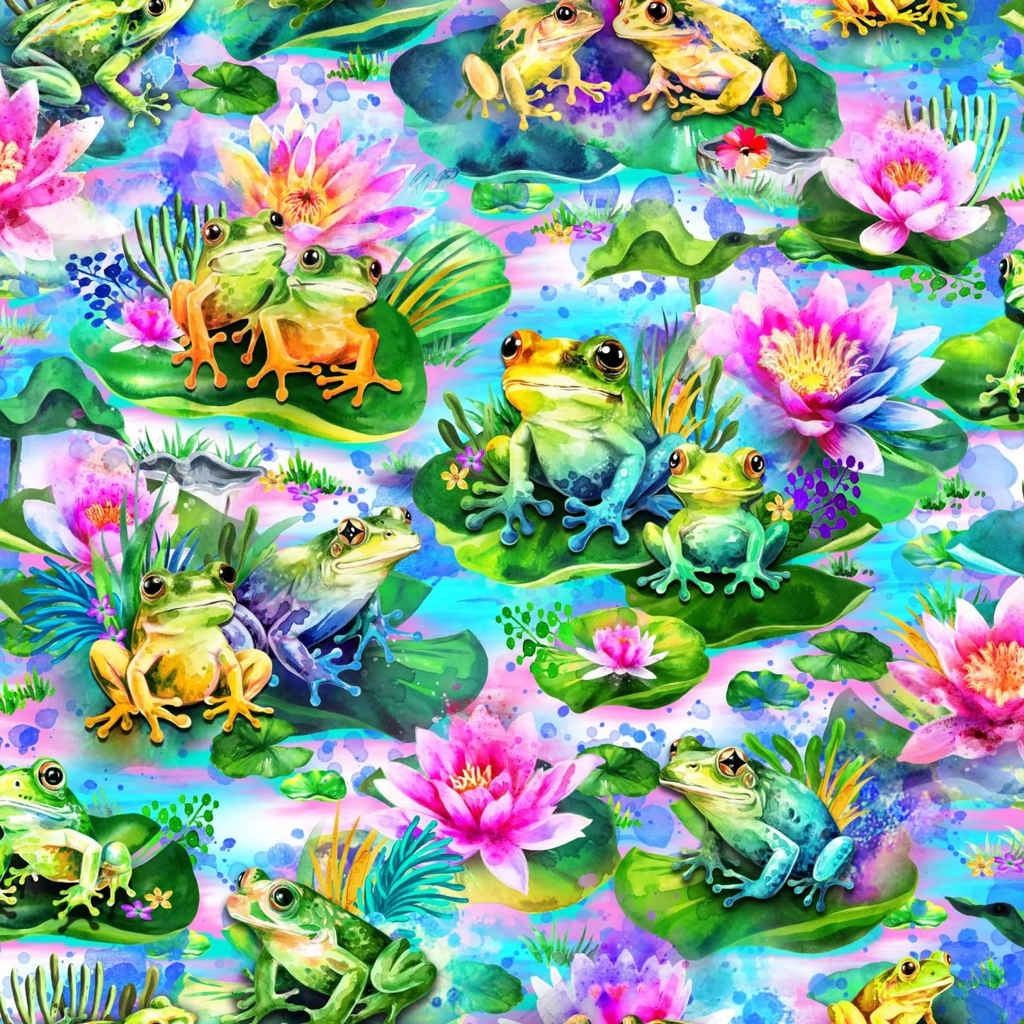 Hip Hop! - Frogs on Lily Pads by Oasis Fabrics by the yard 3095