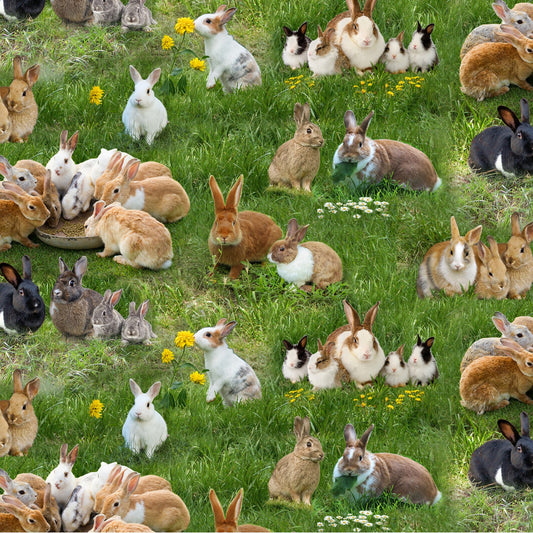 Elizabeth's Studio - Farm Animals - Rabbits Green by the yard 3099