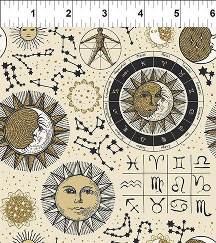 Sun/Moon/Stars by In The Beginning Fabrics Cream Astrology by the Yard 2679 Stitched by Jessi Rose