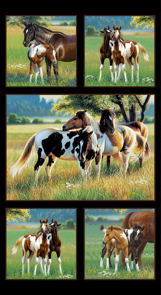 Elizabeth's Studio - Black Pasture Buddies Panel - 24 inches