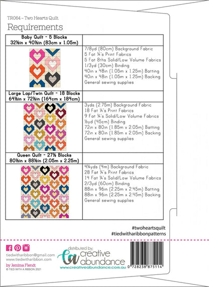 Two Hearts: A Physical Pattern by Tied with a Ribbon Stitched by Jessi Rose