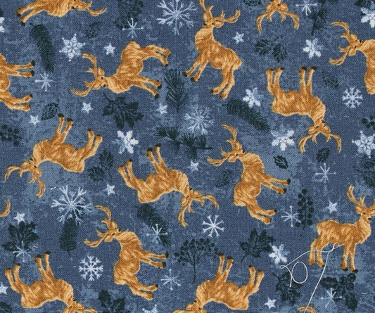 Christmas Reindeer Blue by Making Seasons Bright by the YARD 2760