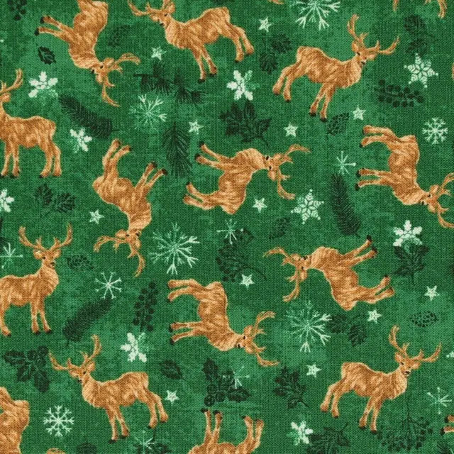 Christmas Reindeer Green by Making Seasons Bright by the YARD 2759 Stitched by Jessi Rose