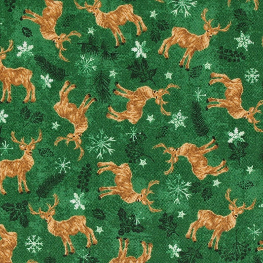 Christmas Reindeer Green by Making Seasons Bright by the YARD 2759