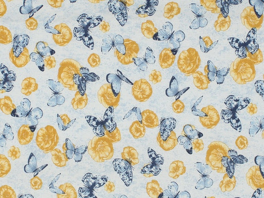 Blue:Yellow Romantic Garden by Choice Fabrics by the YARD