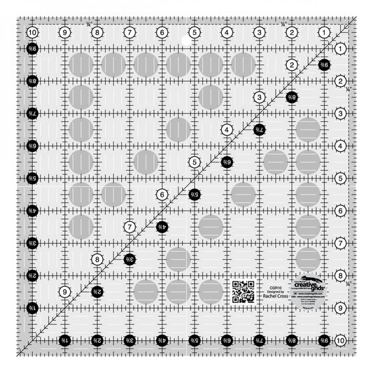 Creative Grids Turn-a-Round Nonslip Ruler - 10-1/2" x 10-1/2"