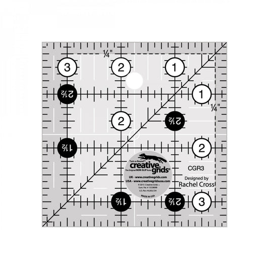 Creative Grids Turn-a-Round Nonslip Ruler - 3-1/2" x 3-1/2"