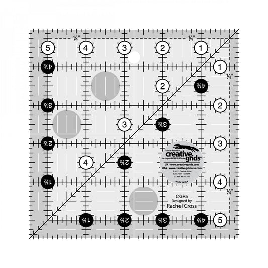 Creative Grids Turn-a-Round Nonslip Ruler - 5-1/2" x 5-1/2"