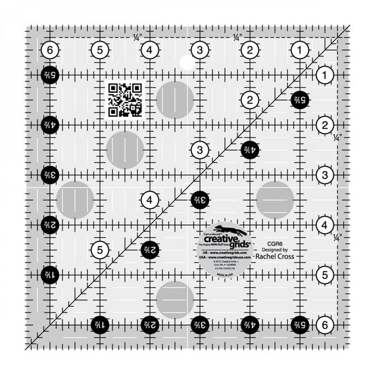 Creative Grids Turn-a-Round Nonslip Ruler 6-1/2" x 6-1/2"