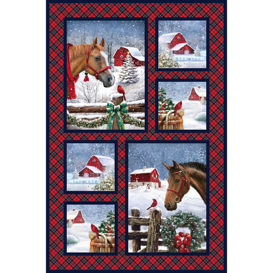 Farmstead Friends Red Panel by Simon Treadwell for Northcott Fabrics