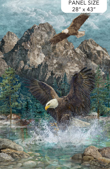 Stonehenge Eagle Pass - Blue Multi Eagle Panel by Northcott - 28" x 43" panel