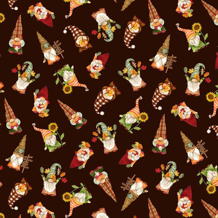 Timeless Treasures - Cute Harvest Gnomes by the yard 2812 Stitched by Jessi Rose