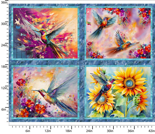 Hummingbird Bouquet by 3 Wishes - 36" x 44" Panel