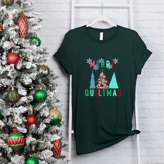 Merry Quiltmas Christmas Tshirt for Quilters - Unisex Tee, Holiday Shirt, Festive Apparel, Quilting Gift, Short Sleeve Top