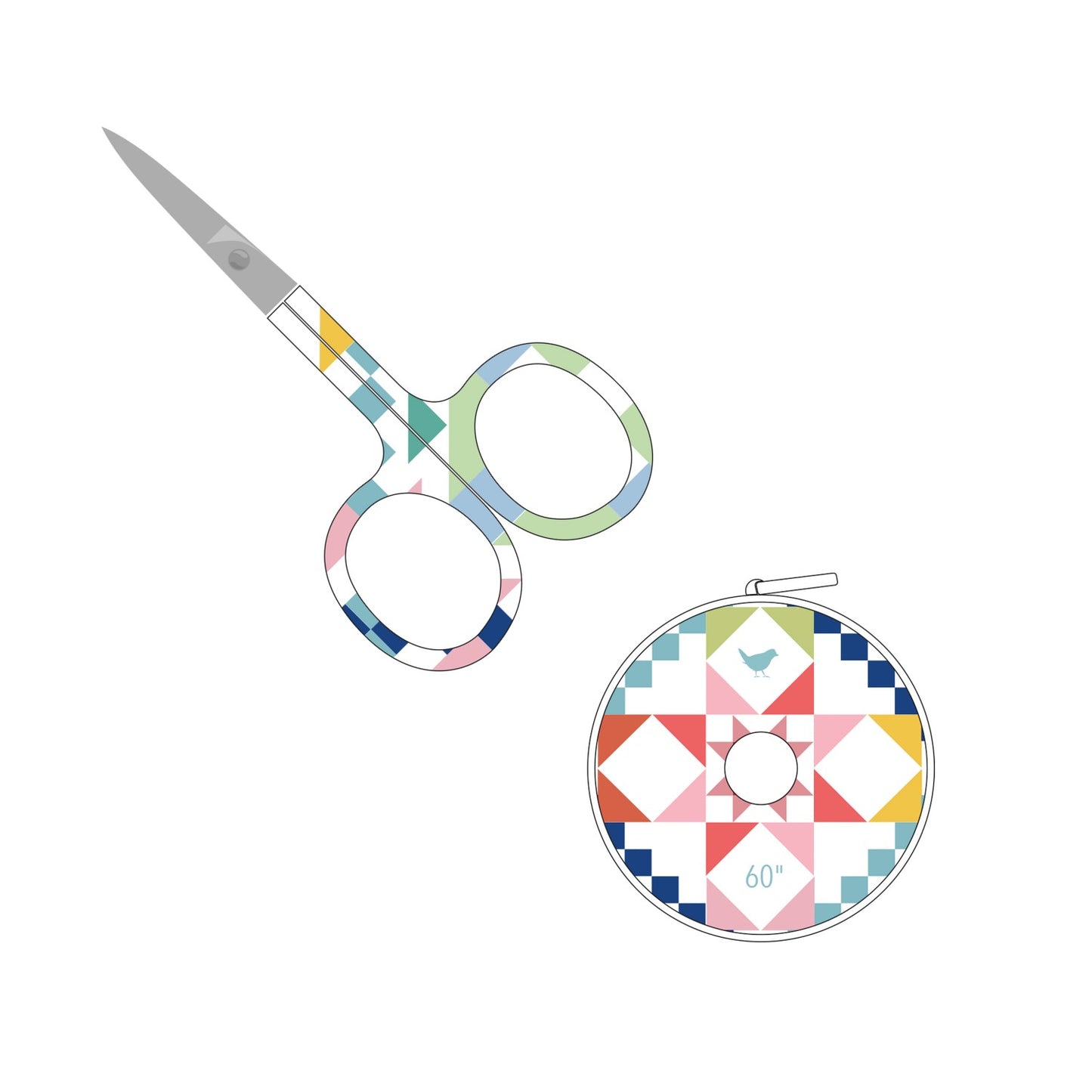 Riley Blake Designs Embroidery Scissors and Matching Tape Measure Stitched by Jessi Rose