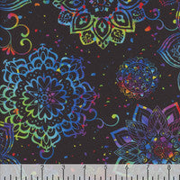 TIMELESS TREASURES FABRICS PRISM BY CHONG A HWANG MULTI MEDALLIONS BLACK