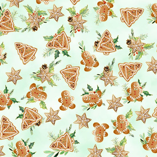 Gingerbread Mint/Gold Holiday Sweets by Hoffman Fabrics by the Yard