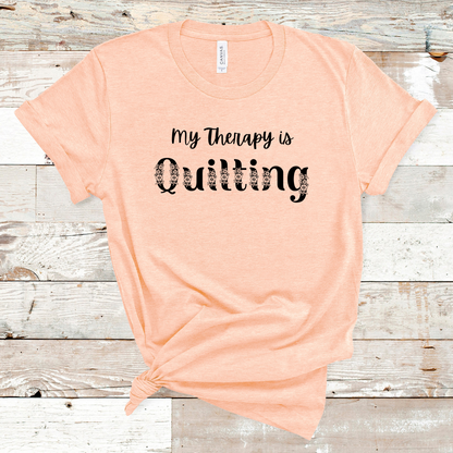 Quilting Therapy Unisex Tee, Quilter Gift T-Shirt, Sewing Hobby Shirt, Craft Lover Top, Maker Apparel