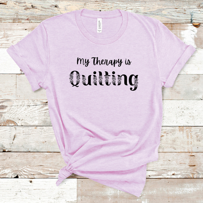 Quilting Therapy Unisex Tee, Quilter Gift T-Shirt, Sewing Hobby Shirt, Craft Lover Top, Maker Apparel