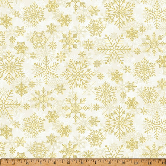 Winter's Eve Papyrus/Gold Snowflakes Hoffman by the yard 2188 Stitched by Jessi Rose