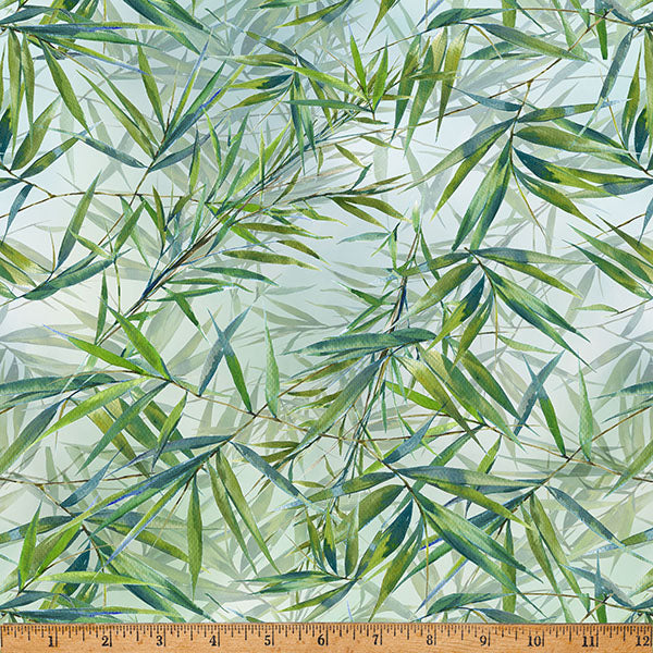 Blush Garden - Green Bamboo Leaf by Hoffman by the yard 3117