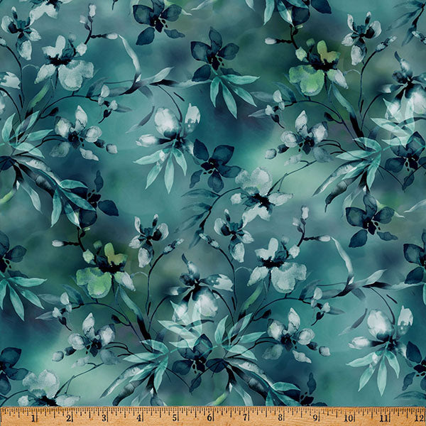 Blush Garden - Turquoise by Hoffman by the yard 3108