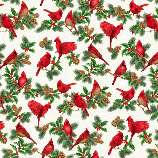 Cardinal Natural/Gold Christmas Splendor by Hoffman Fabrics by the Yard 2438 Stitched by Jessi Rose