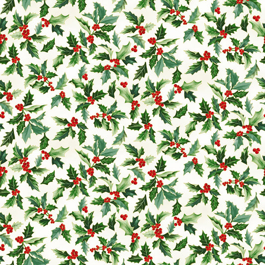 Natural/Gold Holly Christmas Splendor by Hoffman Fabrics by the Yard 2612 Stitched by Jessi Rose