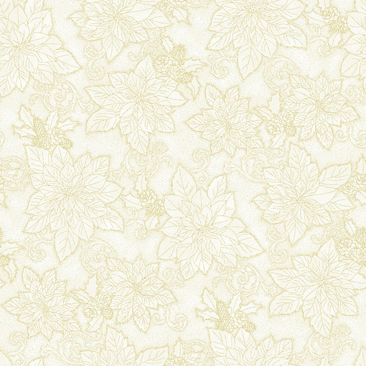 Natural/Gold Poinsettia Outlines Christmas Splendor by Hoffman Fabrics by the Yard 2436 Stitched by Jessi Rose