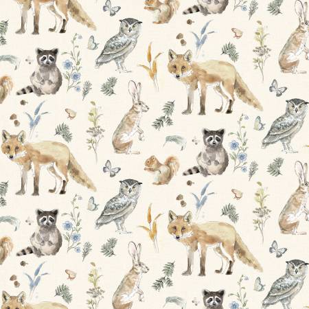 Wildwood - Cream Digital Animals by Clothworks by the yard 3226