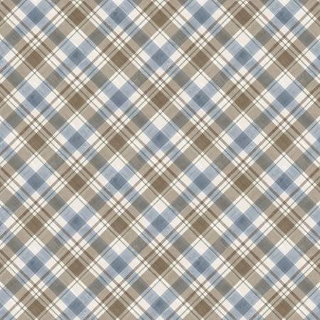 Wildwood - Slate Diagonal Plaid by Clothworks by the yard 3228