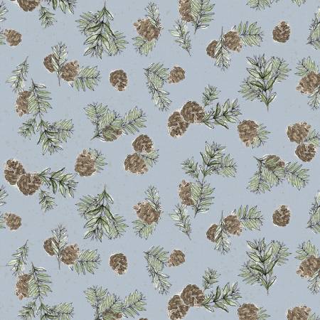 Wildwood - Slate Pine Cones by Clothworks by the yard 3232