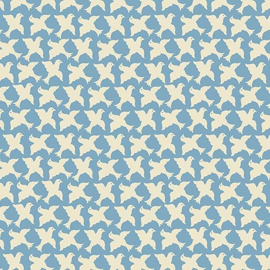 Sweet Ride Blue/White Birds by Laundry Basket for Andover Prints by the YARD