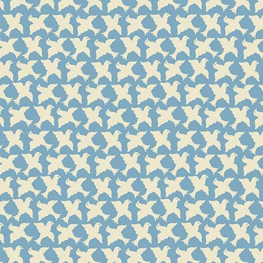 Sweet Ride Blue/White Birds by Laundry Basket for Andover Prints by the YARD