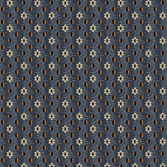 Indigo and Cheddar Blue/White Floral by Judie Rothermel for Marcus Prints by the YARD