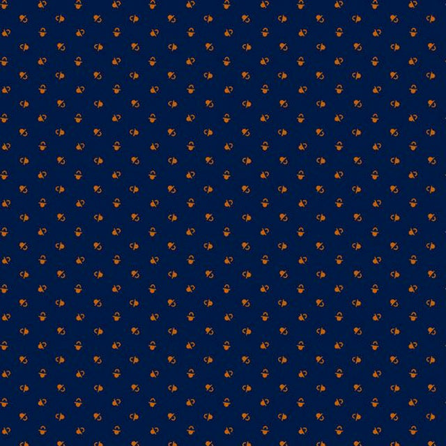 Indigo and Cheddar Blue:Orange Bells by Judie Rothermel for Marcus Prints by the YARD